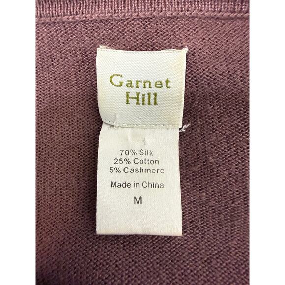 Garnet Hill Embroidered Floral Cardigan Silk Cashmere Blend Sweater M - Picture 3 of 6